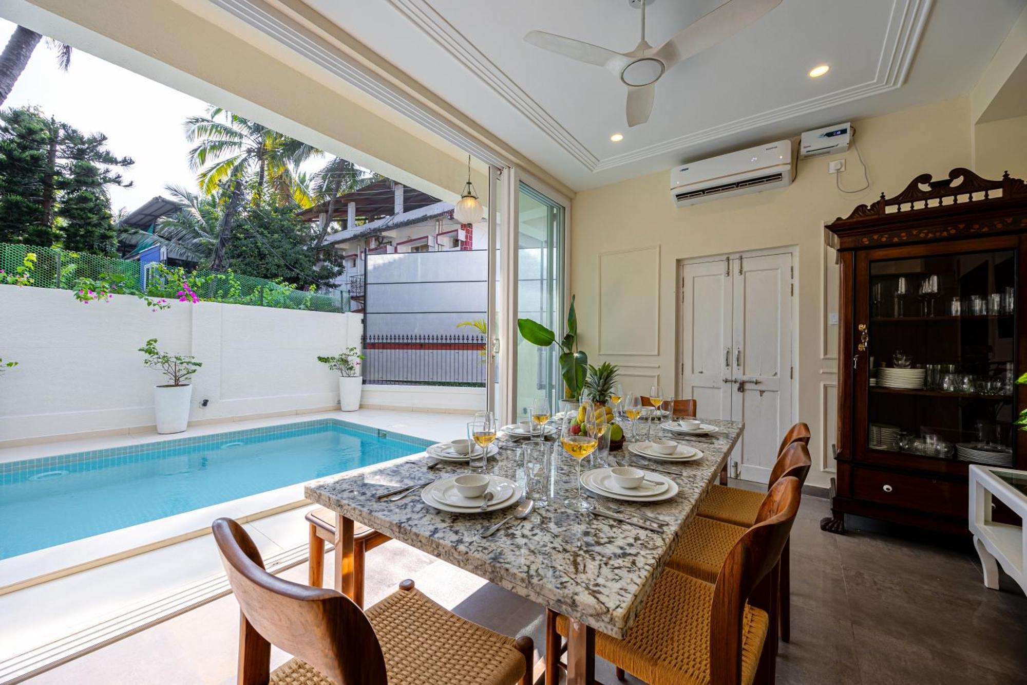 Elivaas 4 Bhk Villa Near Beach With Private Pool & Bar - Casa Boa Vida Candolim Extérieur photo