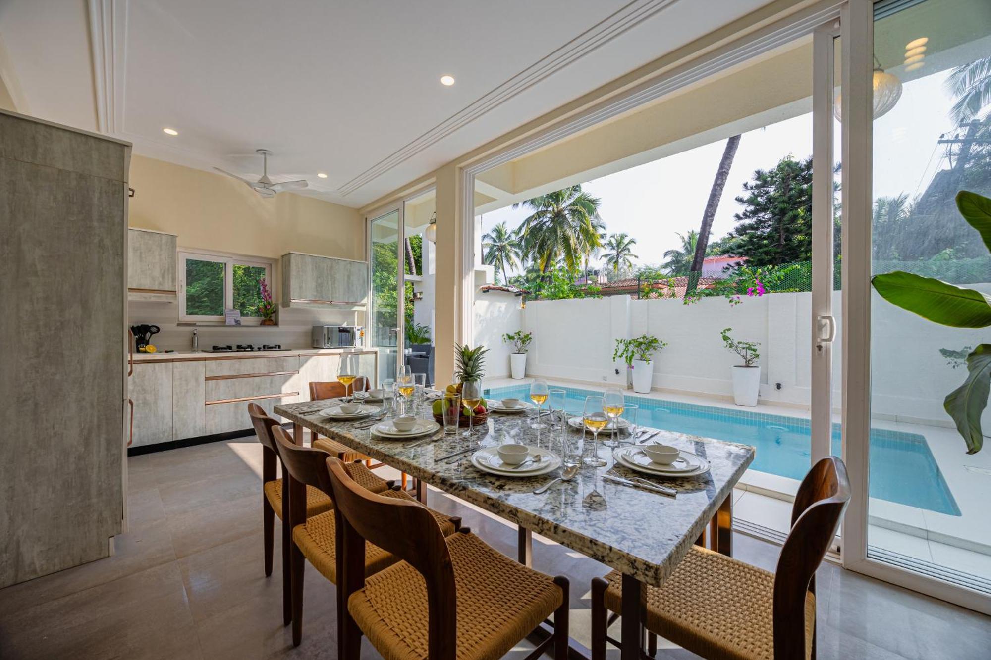 Elivaas 4 Bhk Villa Near Beach With Private Pool & Bar - Casa Boa Vida Candolim Extérieur photo